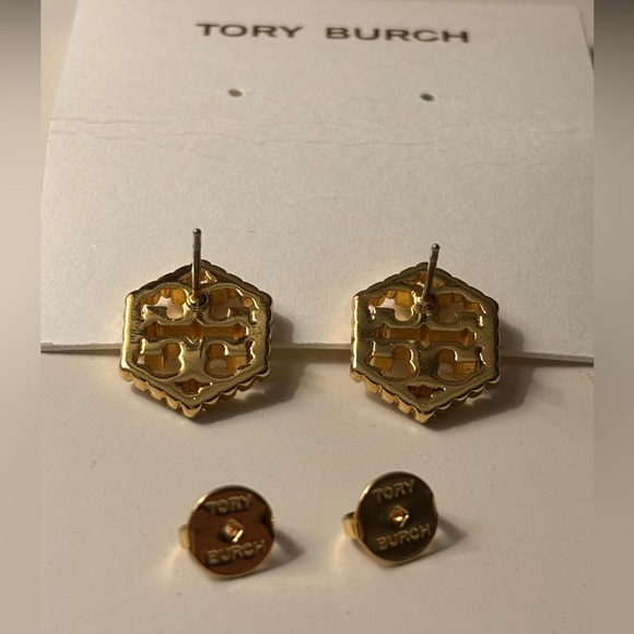 Tory Burch Milgrain Hex Stud Earrings NWOT - Picture 3 of 5